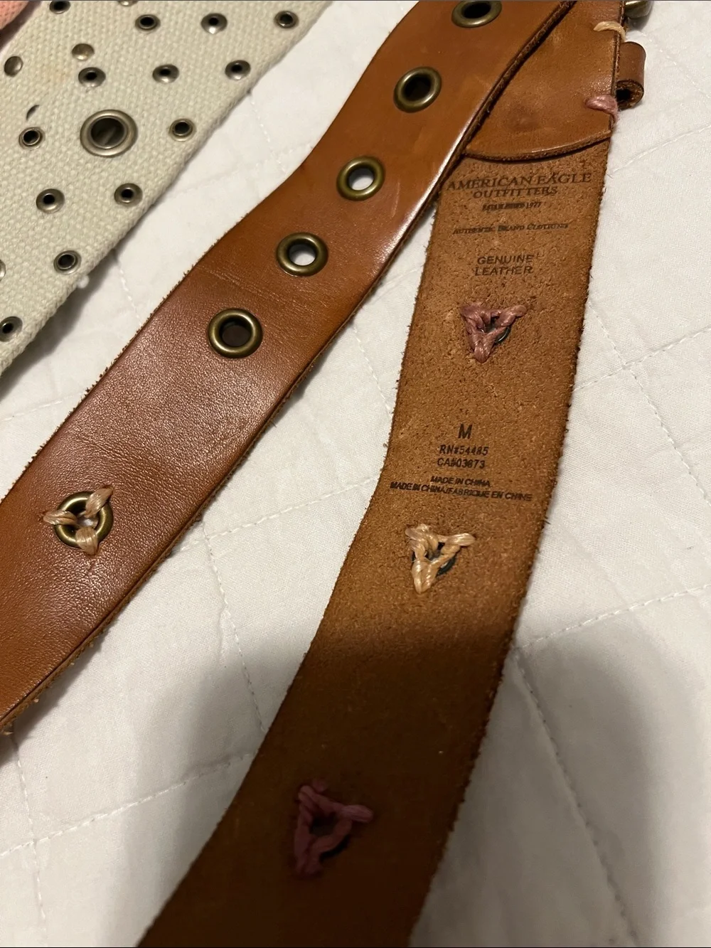 American Eagle Outfitters Tan Brown Leather Grommet Belt